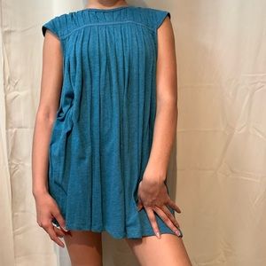 Pleaded Blue Shift Dress